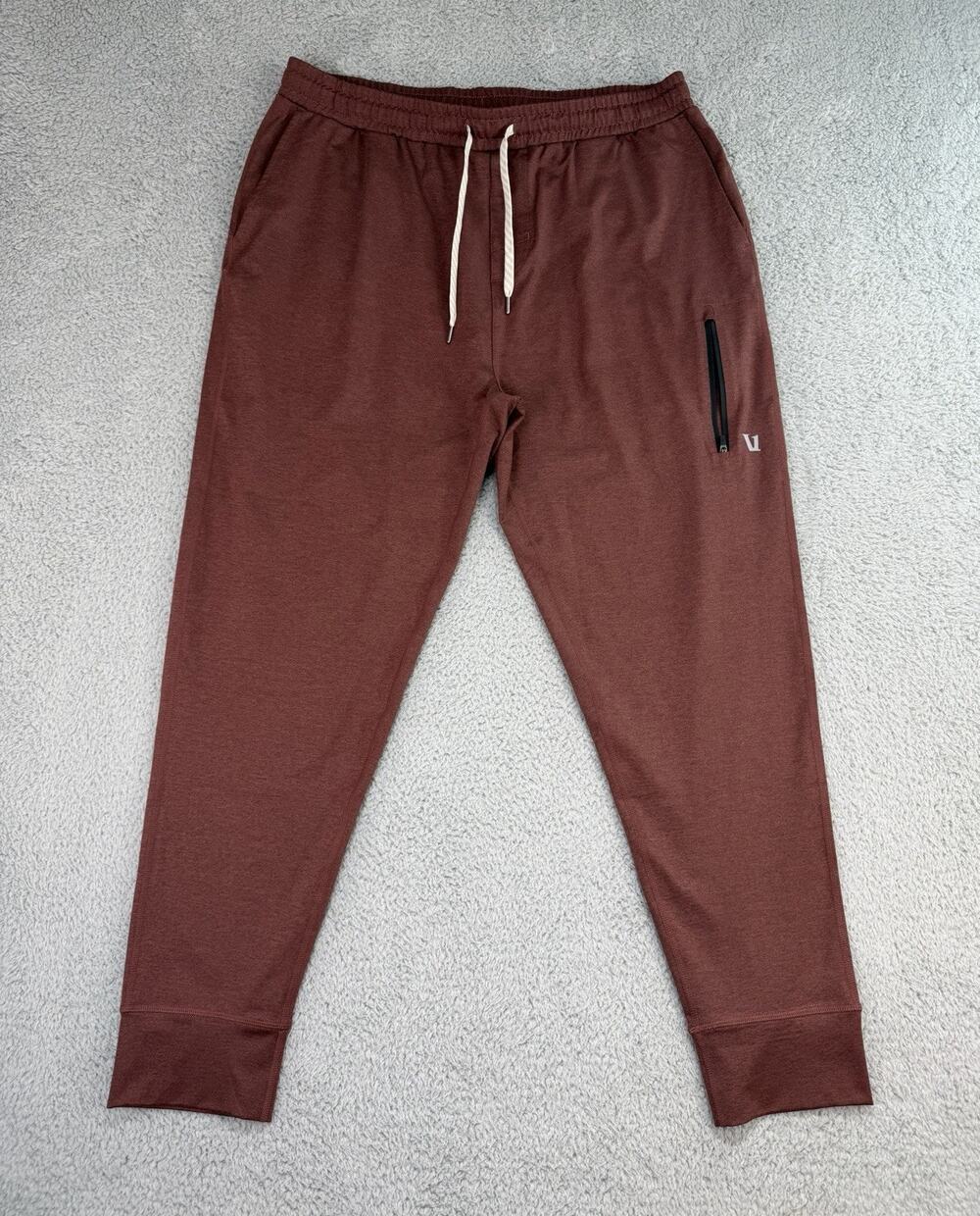 Vuori Sunday Performance Jogger Pants Mens XL Brown Zip Pocket Athletic V416